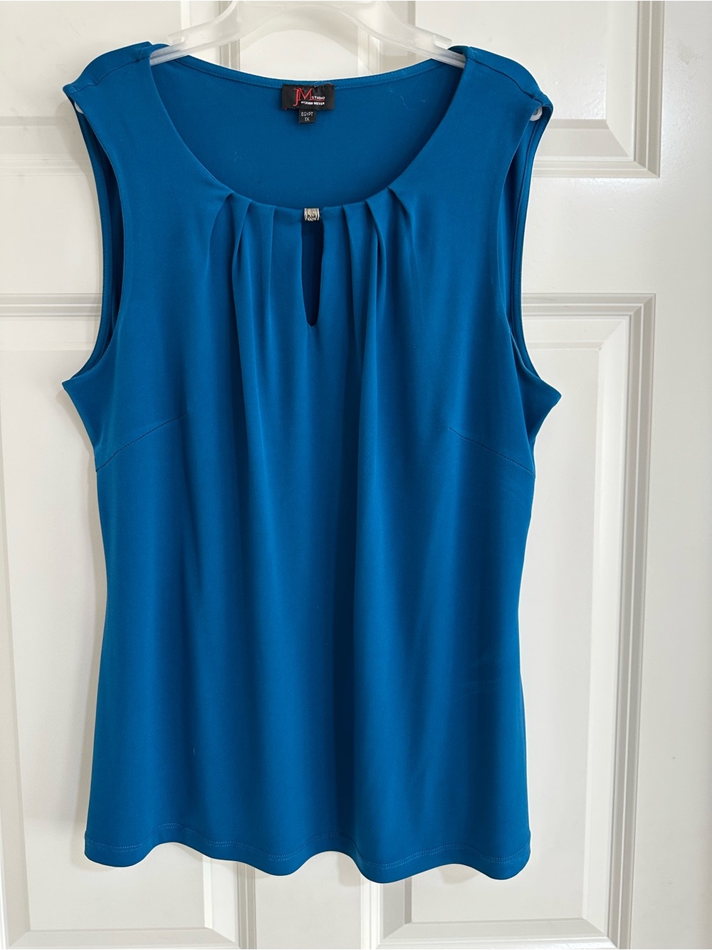 JM Studio by John Meyer Teal Blue Keyhole Blouse Top 1X
